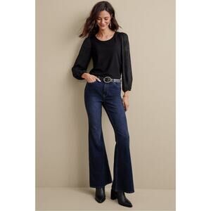 Soft Surroundings Women's Size 12 Blue Denim Ultimate Denim Flare Jeans